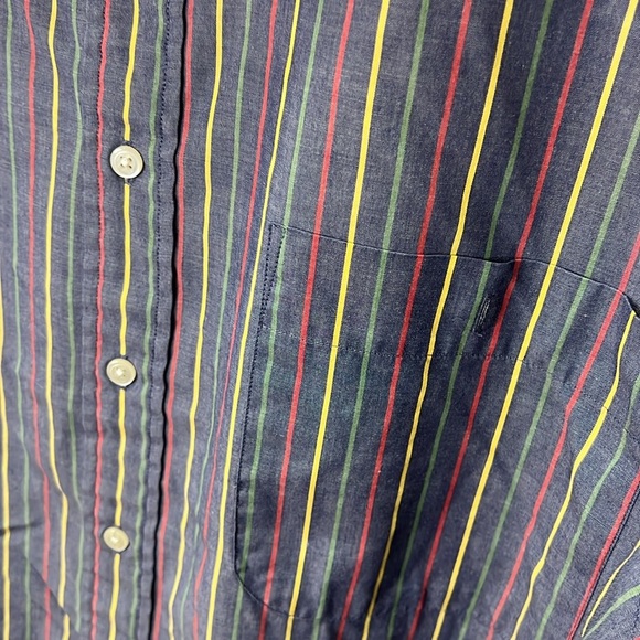 Lands’ End long sleeve button down shirt White Blue Multi-Colored striped XL - Picture 2 of 5